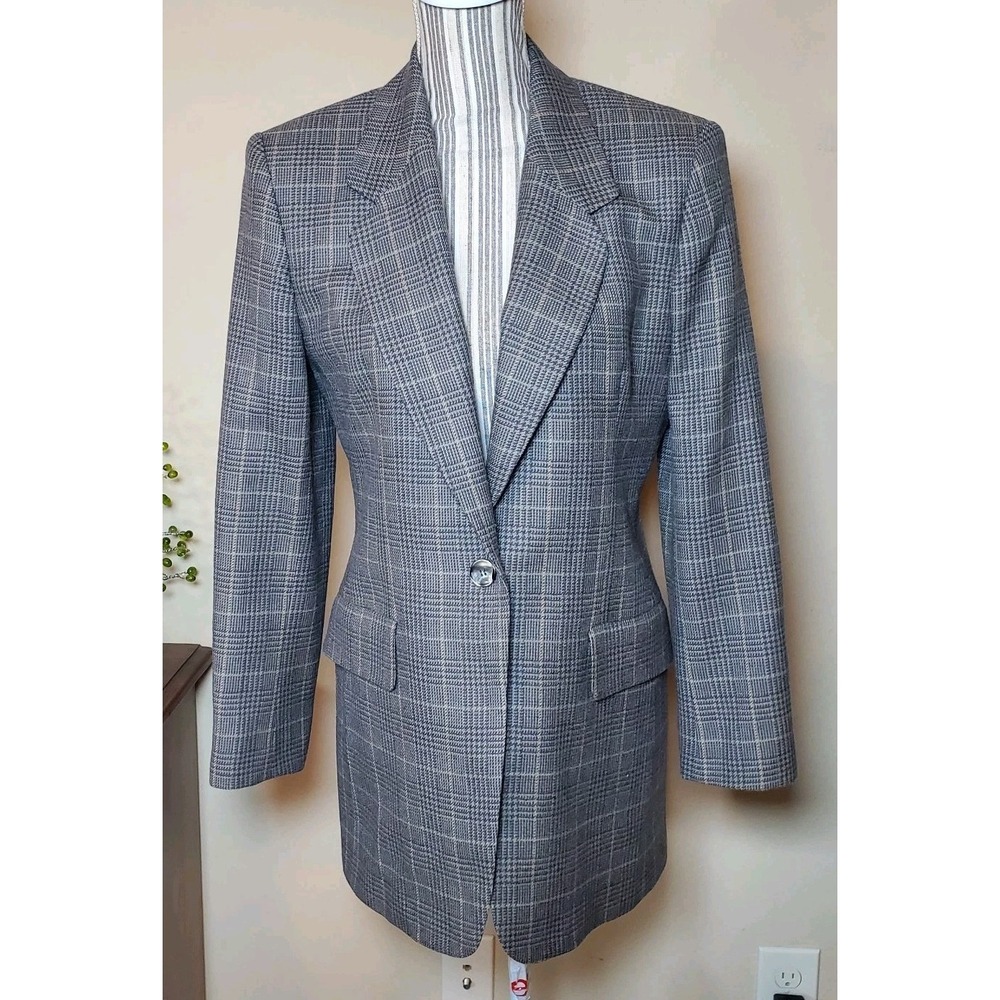Jones New York Women's 100% Wool Plaid‎ Jacked Career Preppy Academia Sz 6